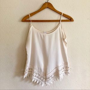 Sleeveless Ivory Cami with lace trim